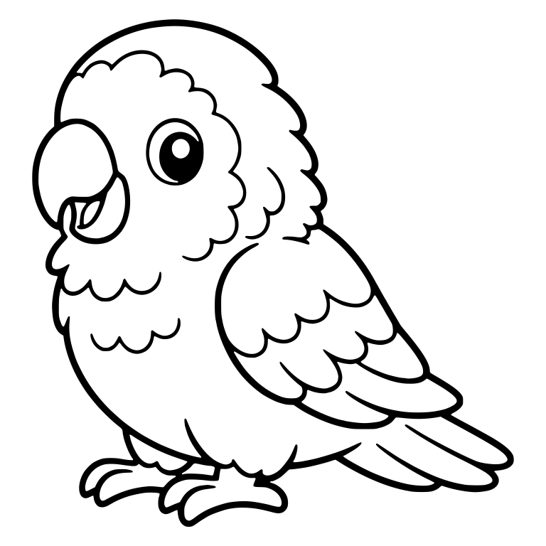 Parrot Facing Left With Open Beak And Fluffy Cheek — free animal SVG cut file