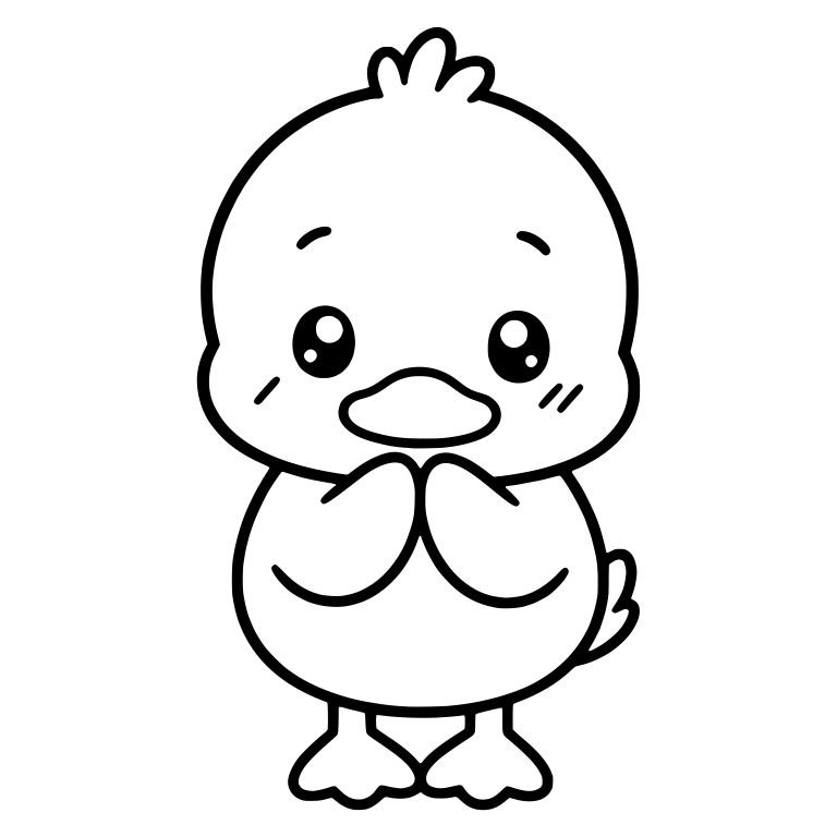 Shy Duckling With Blush Marks and Wings at Chest — free animal SVG cut file