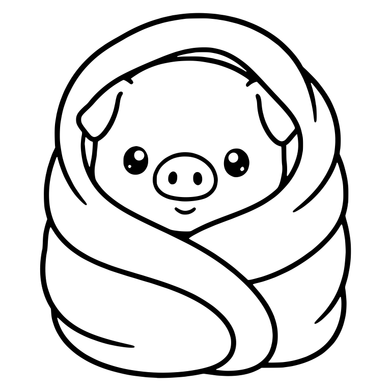 Piglet Snug in a Rolled Blanket Wrap — free animal SVG cut file