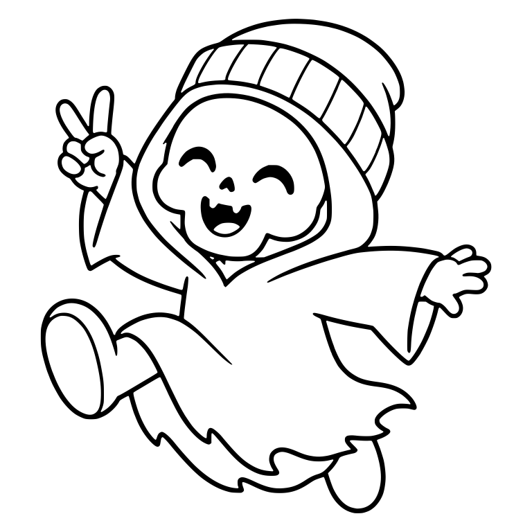 Beanie Reaper Hopping With Peace Sign — free characters SVG cut file