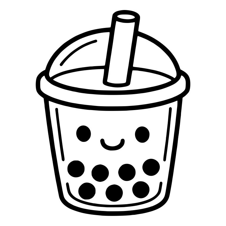 Smiling Bubble Tea Cup With Solid Pearls And Dome Lid — free food SVG cut file