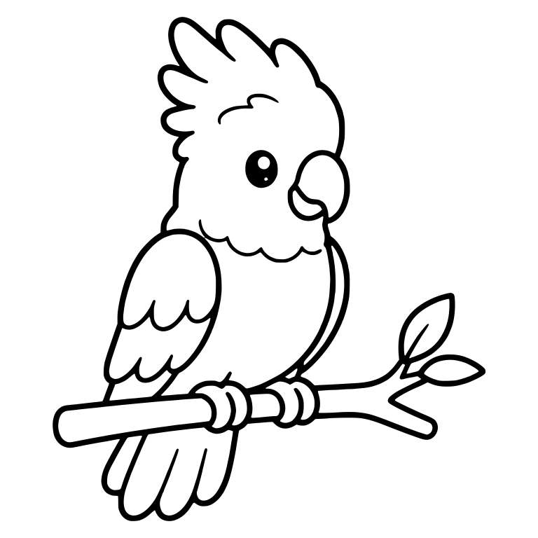 Cockatoo Perched on a Leafy Branch — free animal SVG cut file