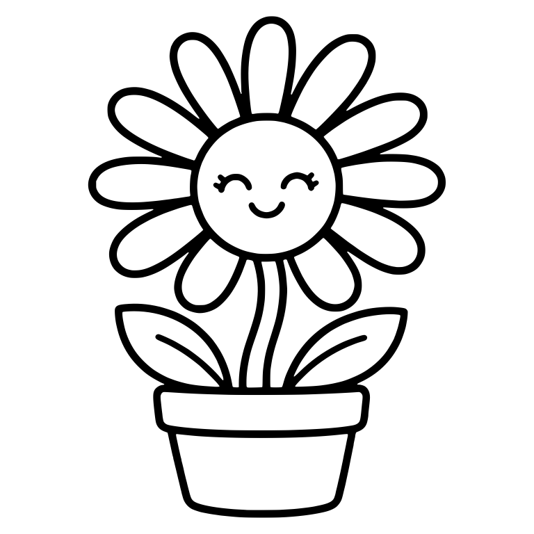 Smiling Daisy In A Flower Pot — free floral SVG cut file