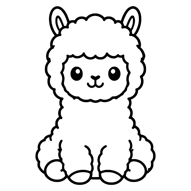 Sitting Alpaca Cria with Round Fluffy Head — free animal SVG cut file