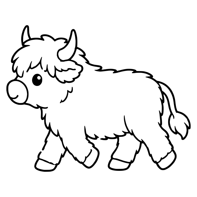 Walking Highland Calf With Small Horns Side View — free animal SVG cut file