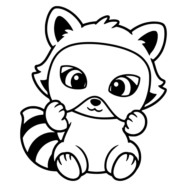 Sitting Raccoon Holding Plain Face Mask — free animal SVG cut file
