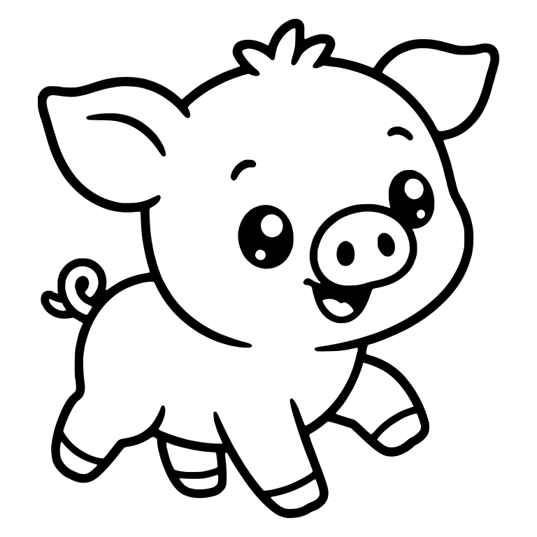 Trotting Piglet With Raised Hoof And Curly Tail — free animal SVG cut file