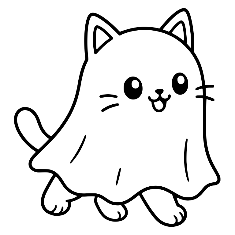Walking Cat in Ghost Sheet with Open Smile — free animal SVG cut file