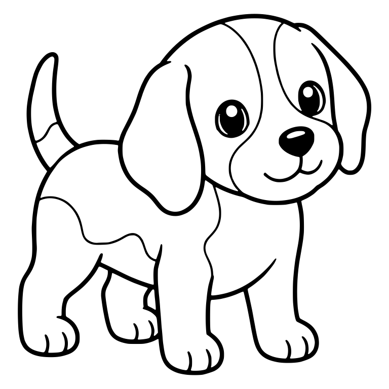 Standing Beagle Puppy With Head Turned — free animal SVG cut file