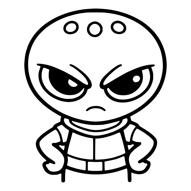 Grumpy Alien With Three Head Dots And Hands On Hips — free fantasy-creature SVG cut file