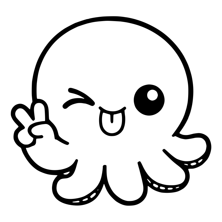 Playful Octopus Winking With Tongue Out and Peace Sign — free animal SVG cut file
