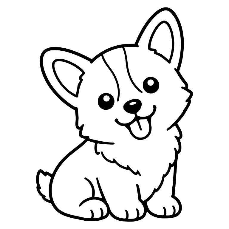 Three-Quarter View Sitting Corgi Puppy With Fluffy Tail — free animal SVG cut file