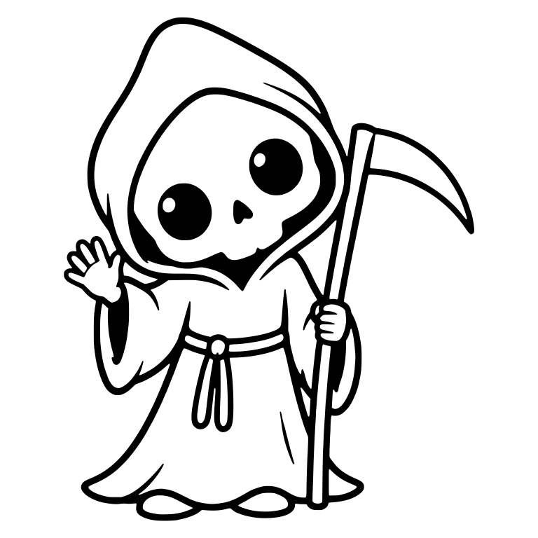 Waving Grim Reaper With Scythe and Rope Belt — free characters SVG cut file
