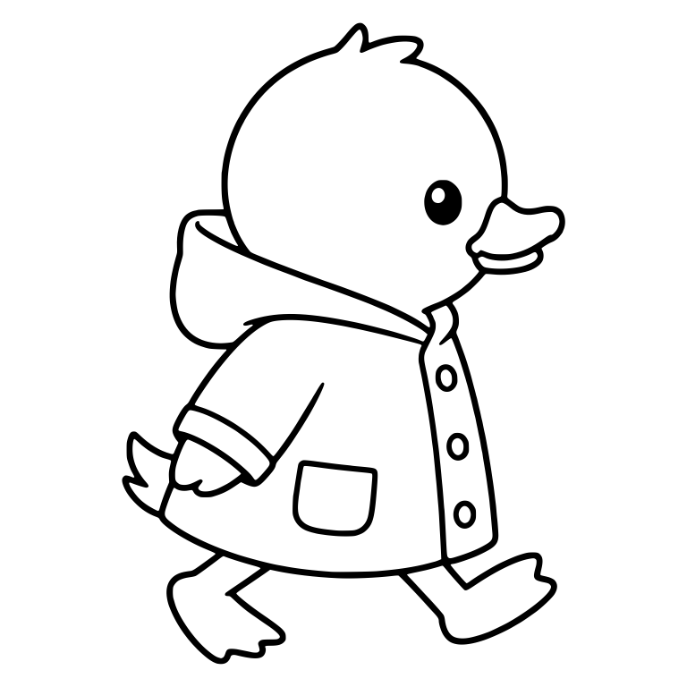 Duckling Walking Right With Hood Down and Buttoned Coat — free animal SVG cut file