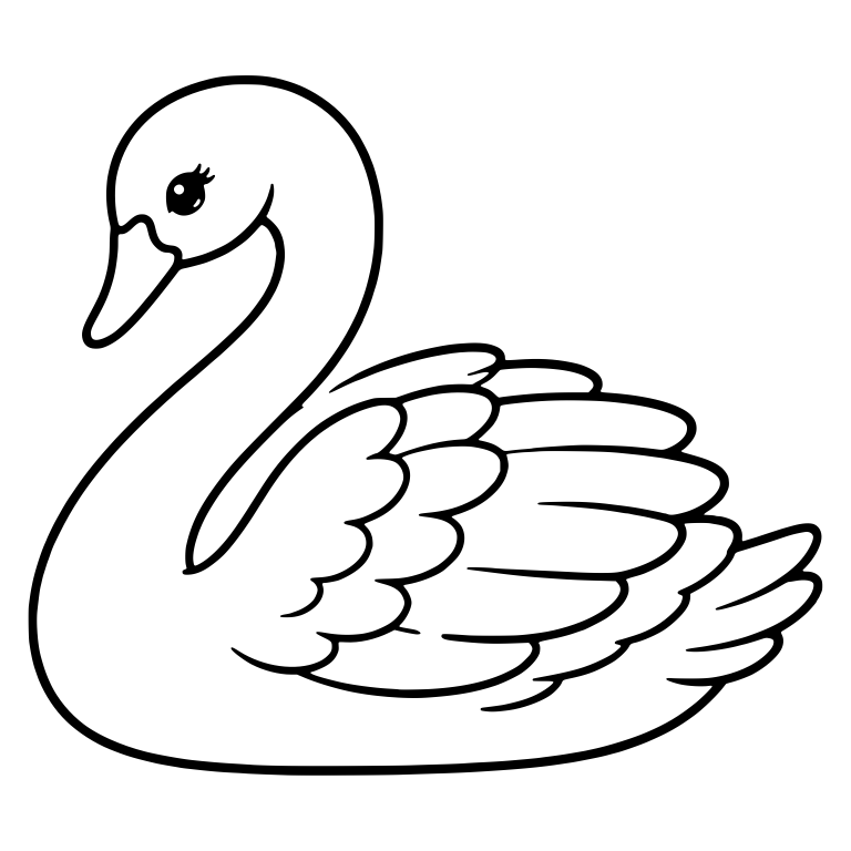 Graceful Swan With Layered Wing Feathers — free animal SVG cut file