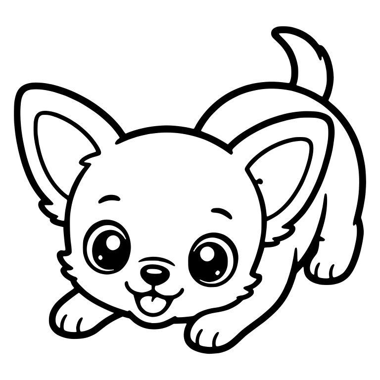 Teacup Chihuahua Puppy Crouching With Big Round Head — free animal SVG cut file