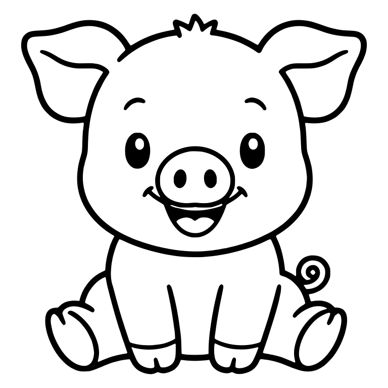 Laughing Baby Piglet Sitting with Big Open Smile — free animal SVG cut file