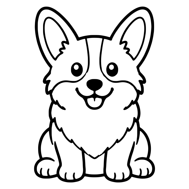 Sitting Corgi With Fluffy V-Shaped Chest Ruff — free animal SVG cut file