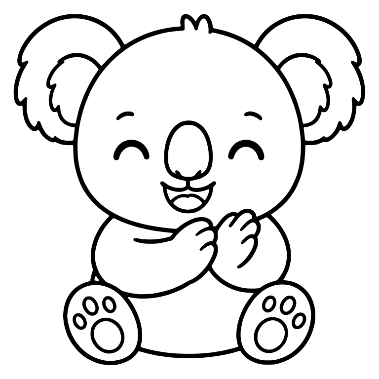 Laughing Koala with Head Tuft Clapping Paws — free animal SVG cut file