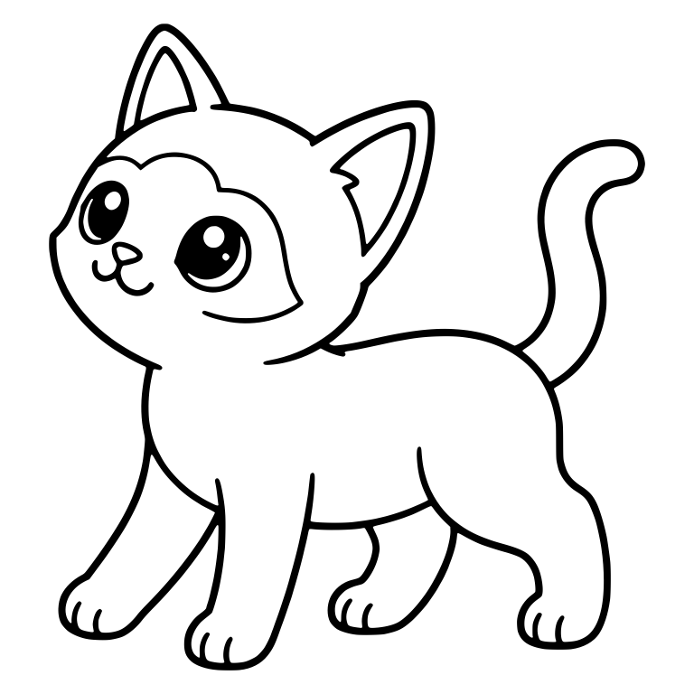 Siamese Kitten Looking Up With Curved Tail — free animal SVG cut file