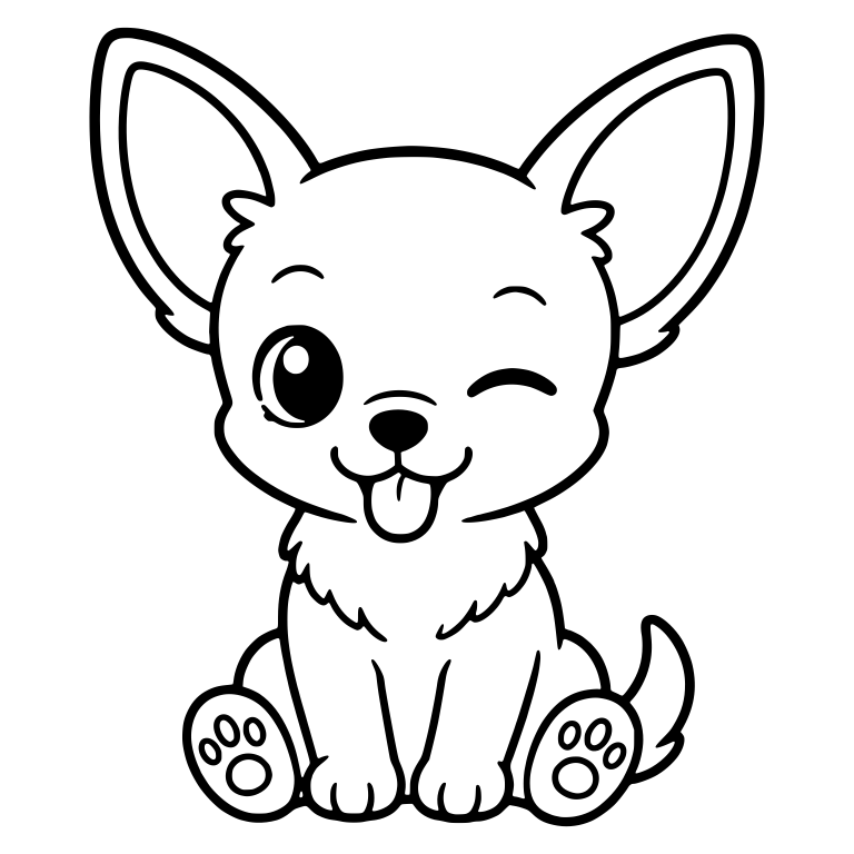 Winking Sitting Chihuahua Puppy With Paw Pads Showing — free animal SVG cut file