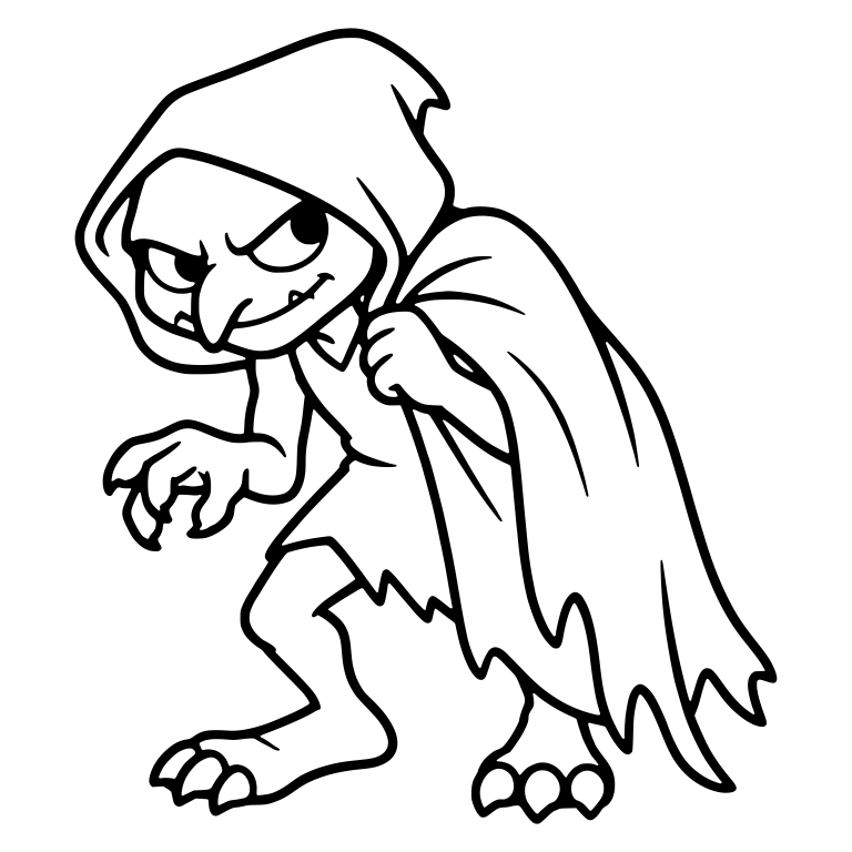 Sneaky Hooded Goblin Clutching Torn Cloak — free fantasy-creature SVG cut file