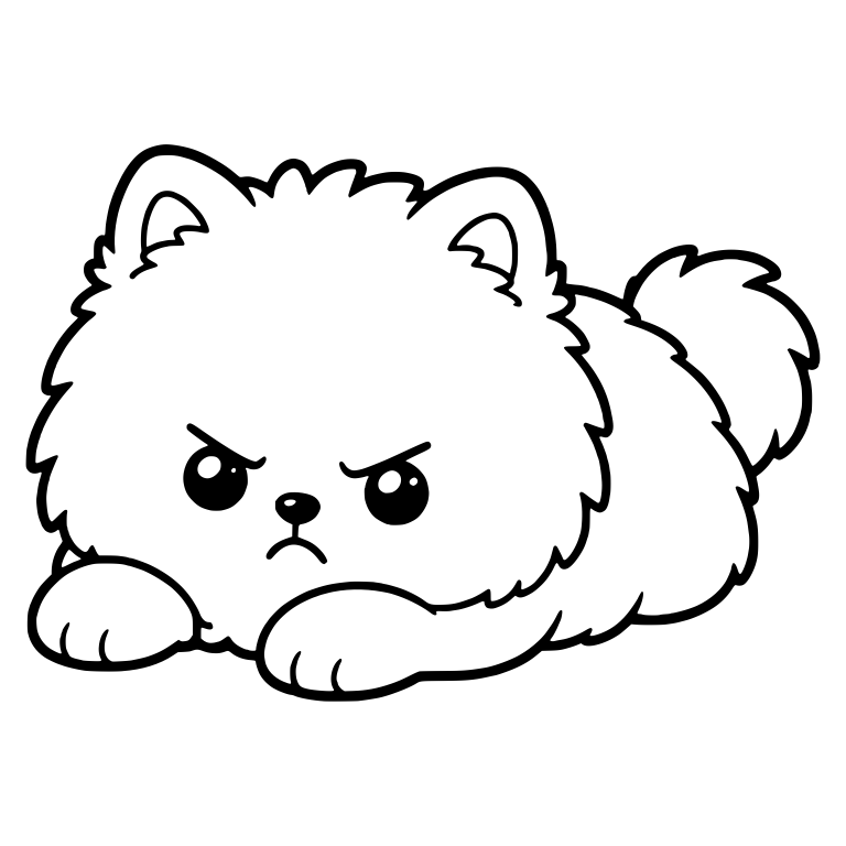 Grumpy Pomeranian Lying Down with Paws Forward — free animal SVG cut file