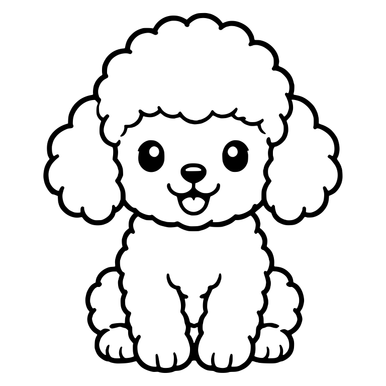 Toy Poodle Puppy Sitting Front View with Open Smile — free animal SVG cut file