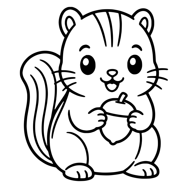 Striped Kawaii Squirrel Holding an Acorn — free animal SVG cut file