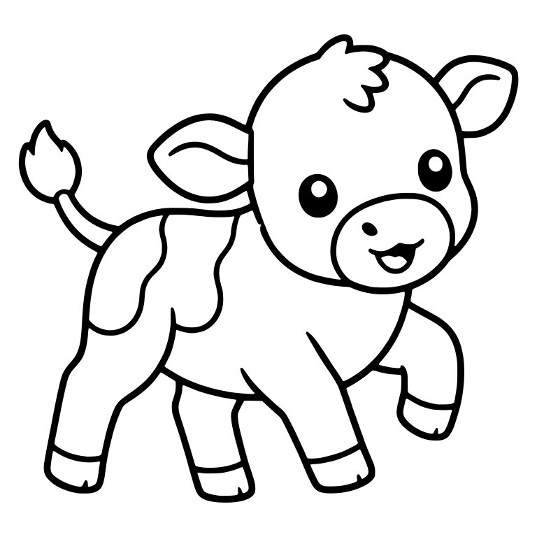 Calf Walking With Raised Front Hoof And Fluffy Tail Tuft — free animal SVG cut file