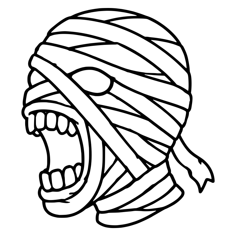 Roaring Mummy Head in Profile With Wrapped Neck and One Tail — free fantasy-creature SVG cut file