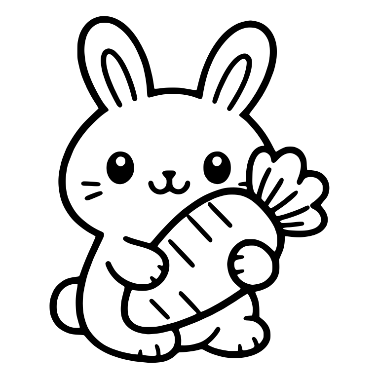 Kawaii Bunny Hugging a Giant Carrot — free animal SVG cut file