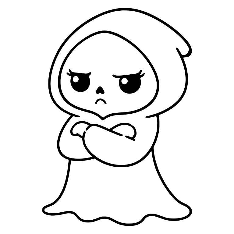 Sassy Grim Reaper Arms Crossed With Eyelashes And Frown — free characters SVG cut file