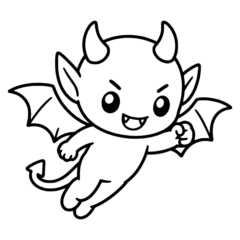 Flying Little Devil With Wings Spread and Raised Fist — free fantasy-creature SVG cut file