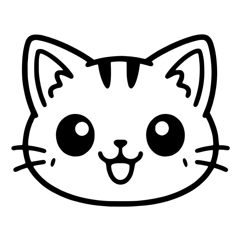 Kawaii Tabby Cat Face with Forehead Stripes — free animal SVG cut file