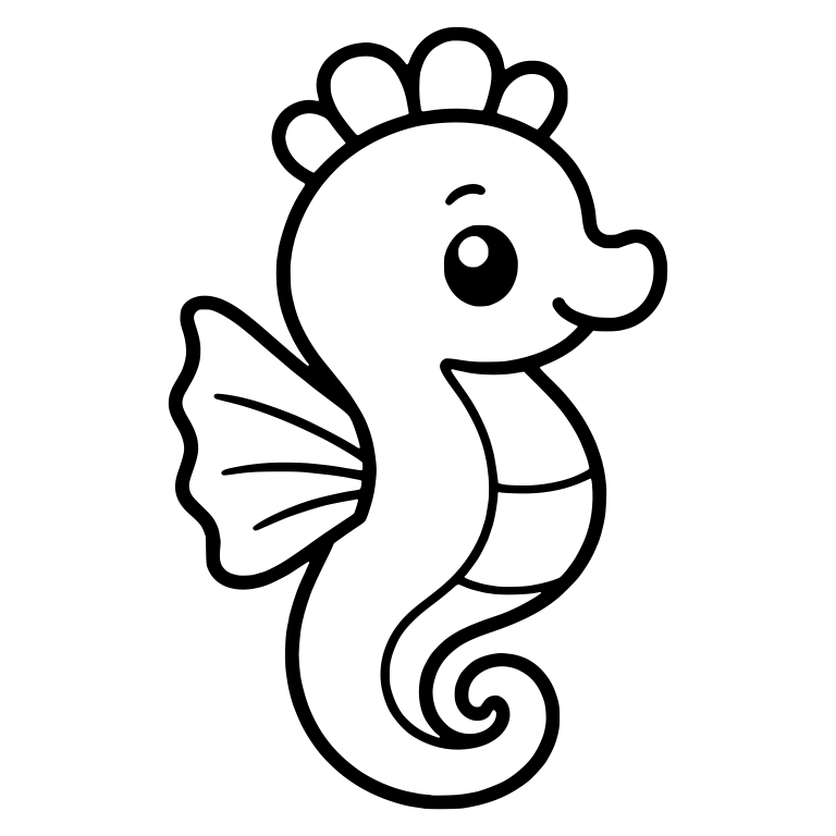 Short-Snouted Seahorse With Round Scalloped Crown — free animal SVG cut file