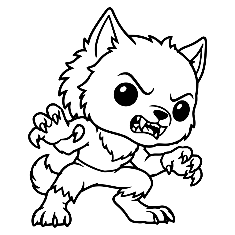 Werewolf Lunging Sideways With Bushy Tail And Claws — free fantasy-creature SVG cut file