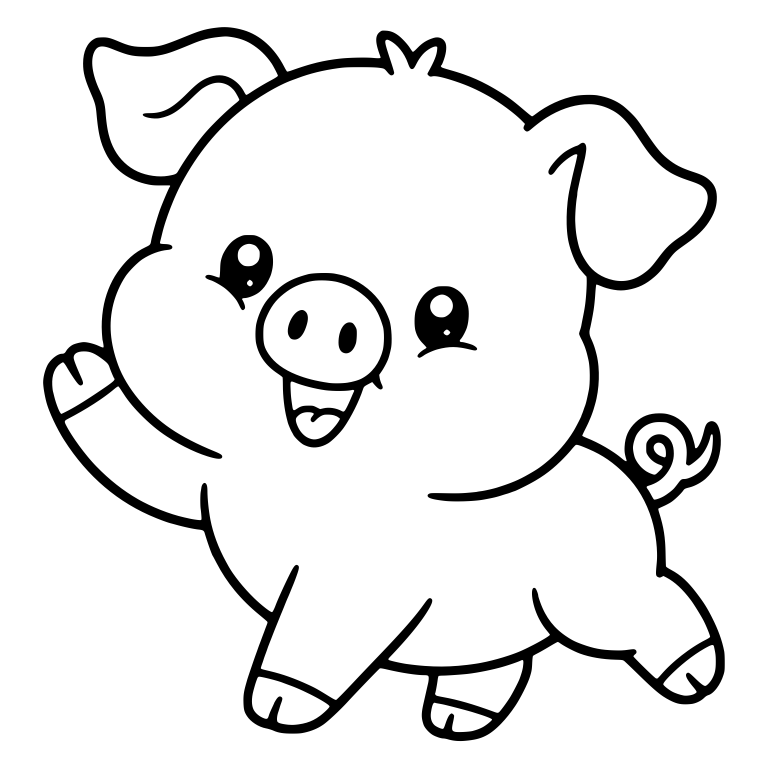 Waving Piglet Mid Step With Hair Tuft — free animal SVG cut file