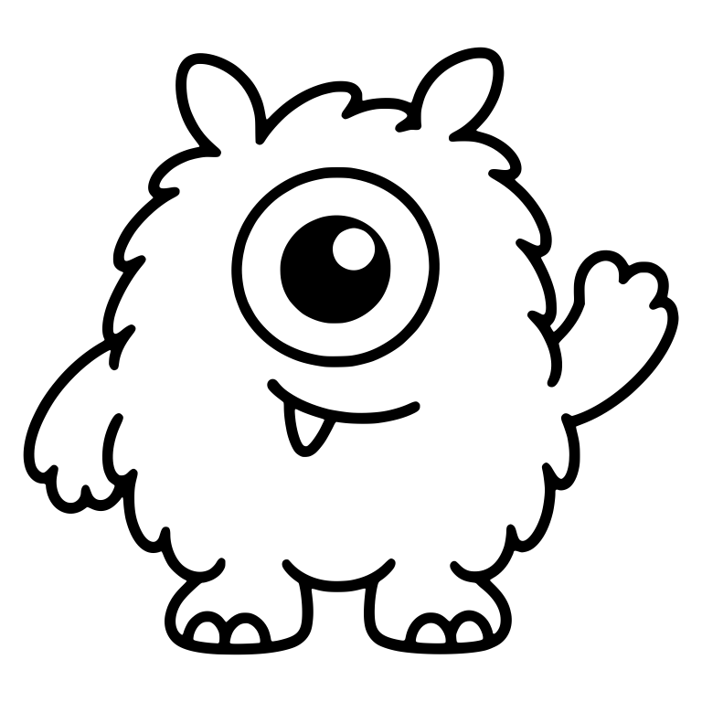 Fuzzy One Eyed Monster Waving With Rounded Ears — free fantasy-creature SVG cut file