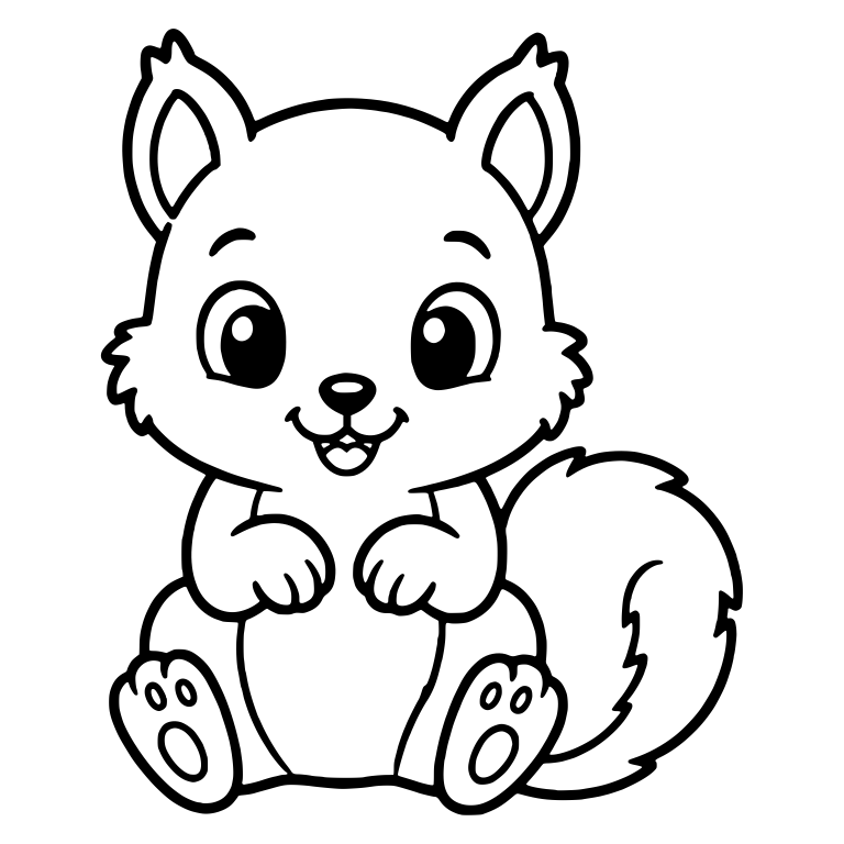 Sitting Squirrel with Ear Tufts and Paw-Pad Feet — free animal SVG cut file