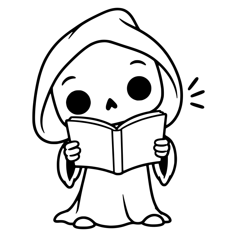 Standing Grim Reaper Reading Open Book — free characters SVG cut file