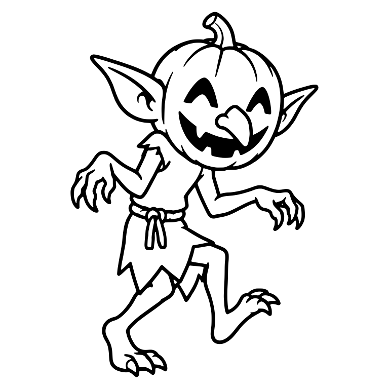 Creeping Pumpkin-Masked Goblin with Clawed Hands — free fantasy-creature SVG cut file