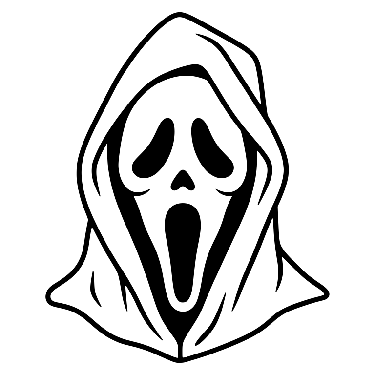 Screaming Ghost Mask With Teardrop Eyes In Pointed Hood — free characters SVG cut file
