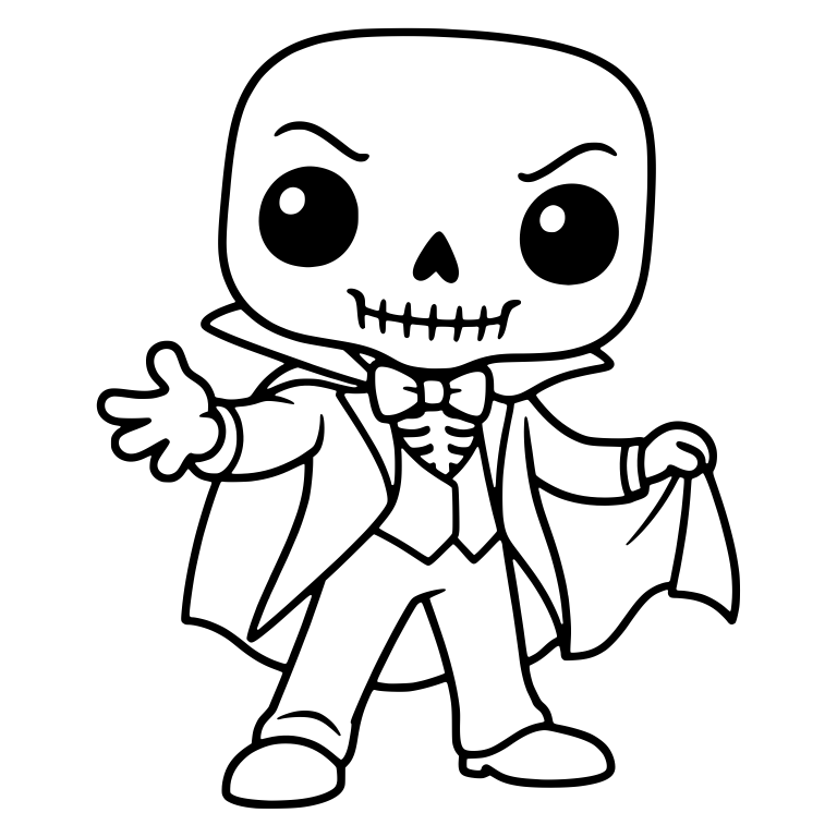 Skeleton in Cape and Bow Tie With One Hand Outstretched — free skeleton SVG cut file