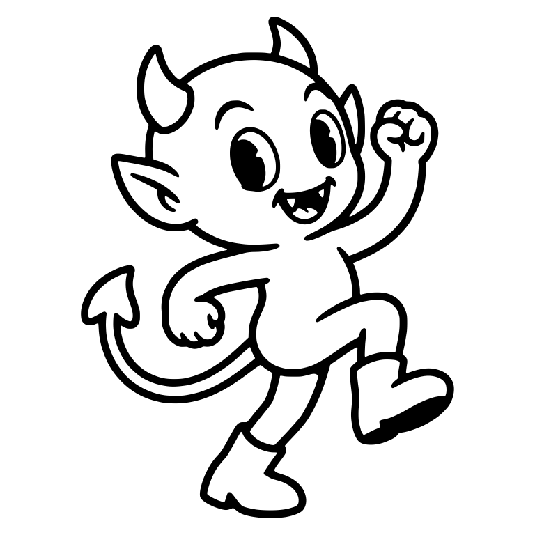 Little Devil Strutting in Boots With Raised Fist — free fantasy-creature SVG cut file
