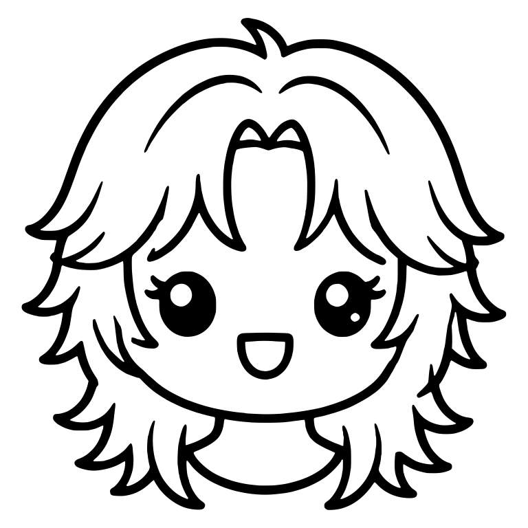 Center Part Shag Girl With Swooping Bangs And Open Smile — free characters SVG cut file