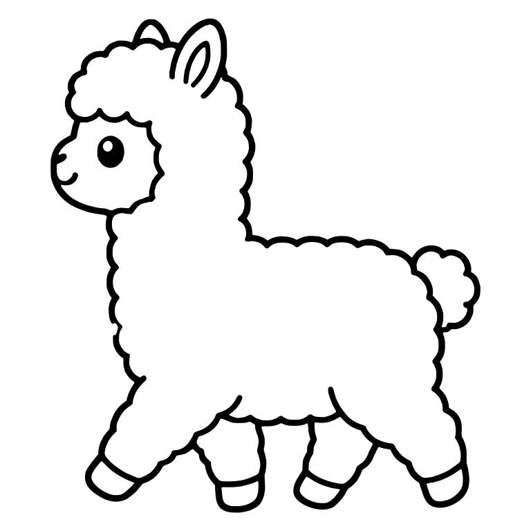 Kawaii Alpaca Striding Left with Long Neck — free animal SVG cut file