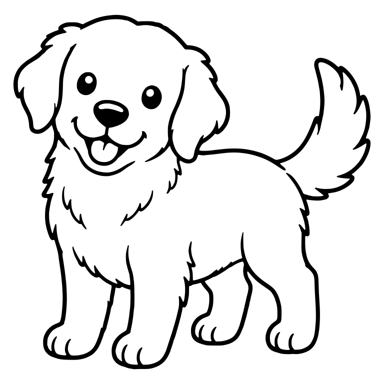 Golden Retriever Puppy Standing With Head Turned And Tail Up — free animal SVG cut file
