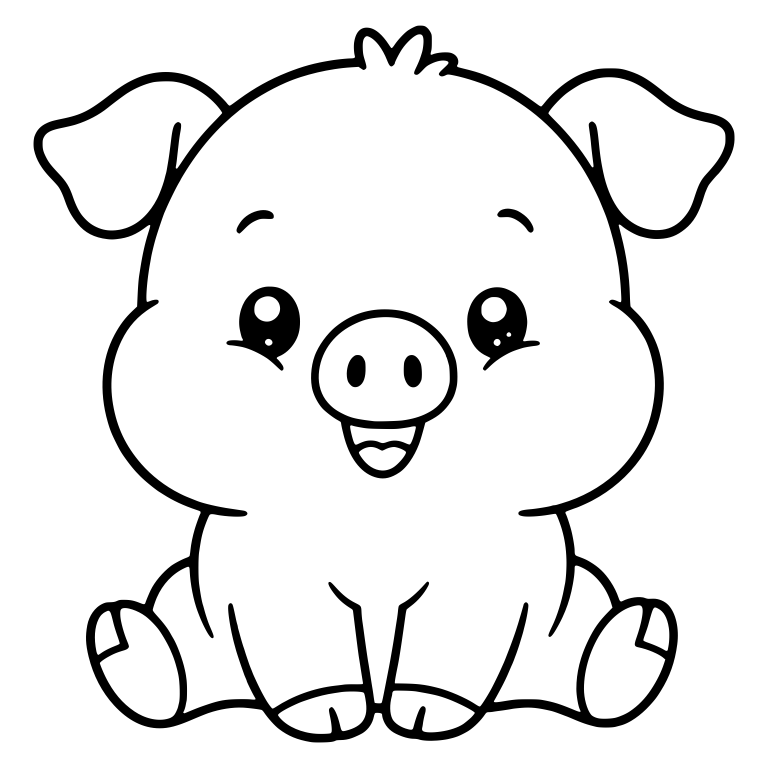 Smiling Sitting Piglet With Hair Tuft — free animal SVG cut file