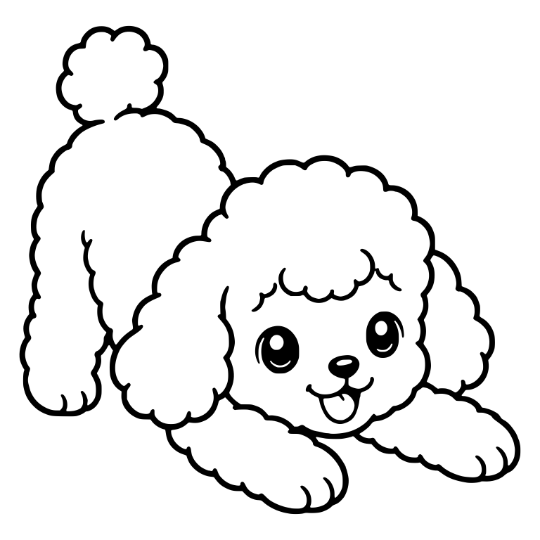 Toy Poodle Puppy in Play Bow With Big Shiny Eyes — free animal SVG cut file
